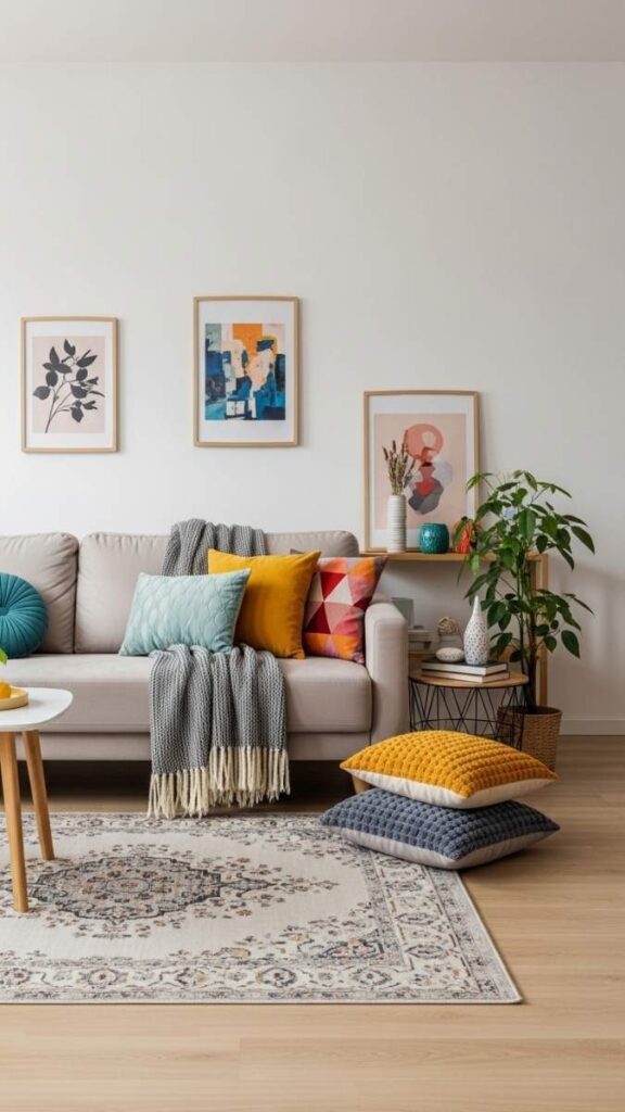 Keep the Sofa Neutral and Build Color Through Accessories