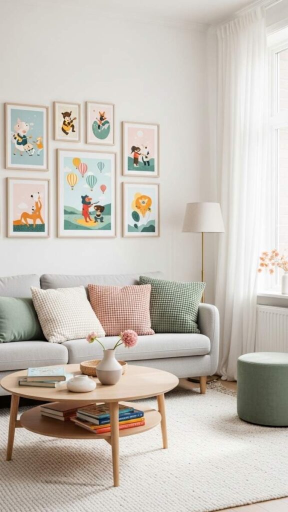Kids' Room-Inspired Pastel Gallery in the Living Room