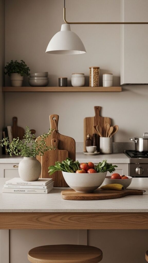 Kitchen Island Styled as a Surface, Not Just a Prep Area