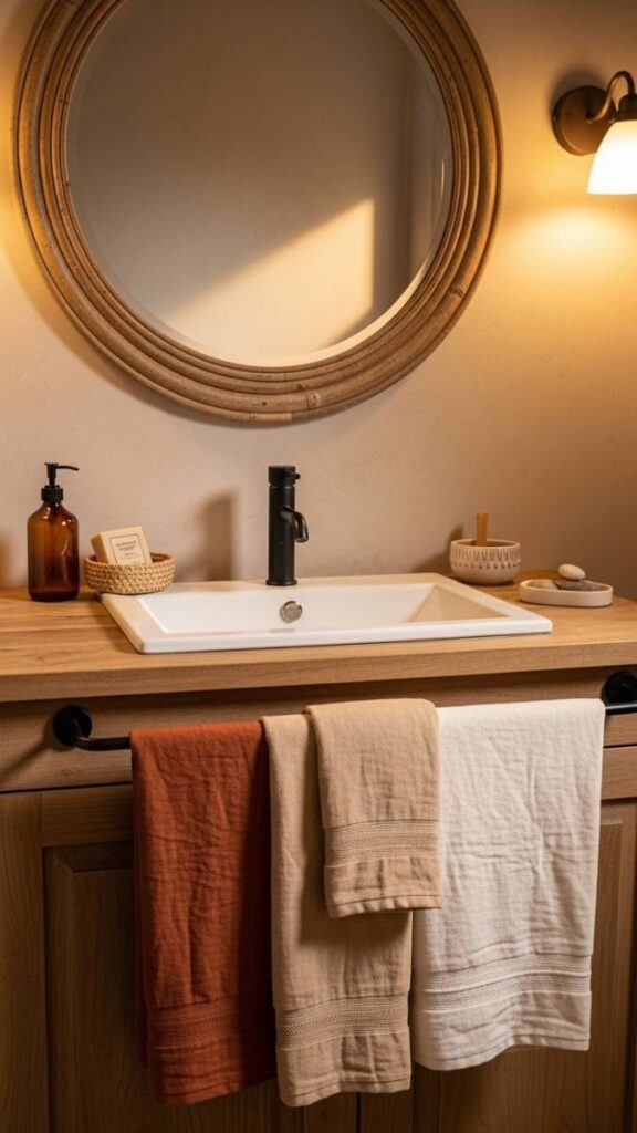 Layer Linen and Cotton Hand Towels in Earthy Tones