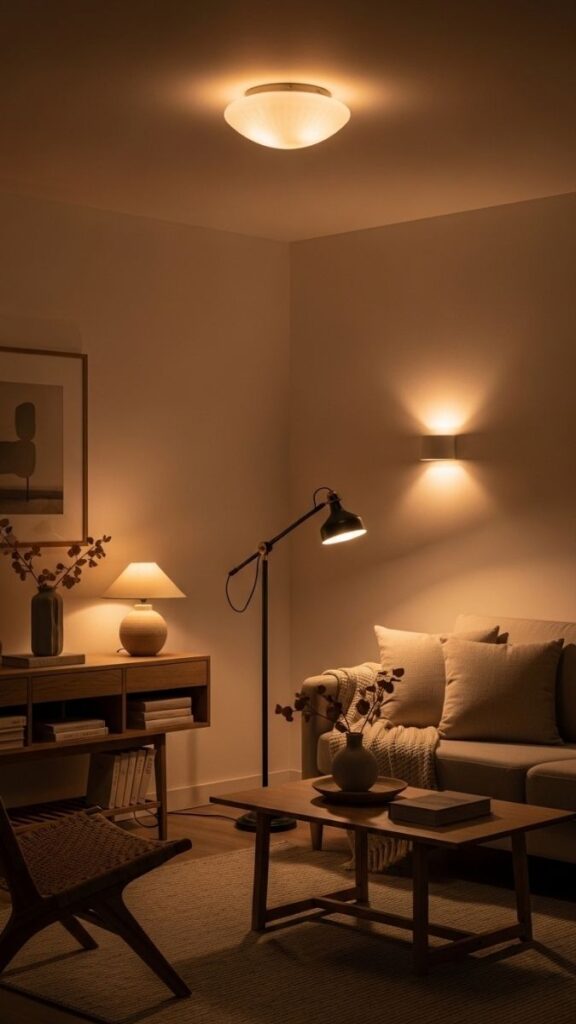 Layer Three Light Sources in the Living Room Instead of Relying on One Overhead