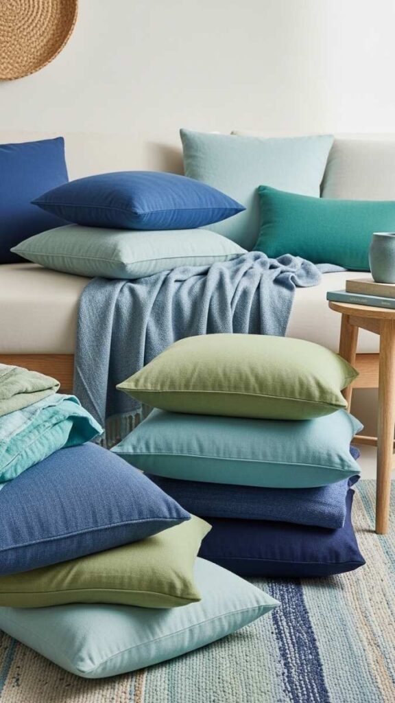 Layered Blue Green Textiles Without Matching Them Exactly
