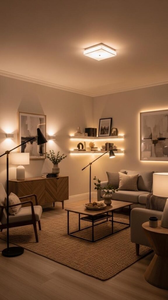 Layered Lighting in the Living Room Ambient, Accent, and Task Together