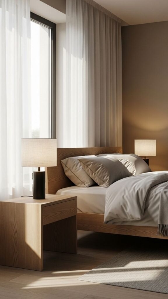 Leather or Linen Upholstered Headboard With Wood Base