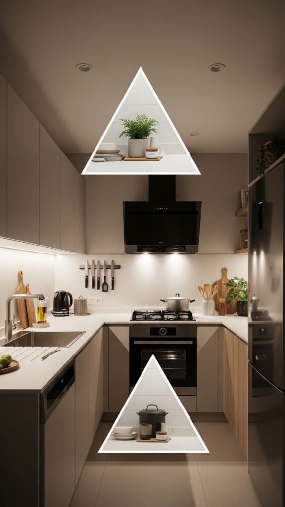 Lighting That Follows the Kitchen's Work Triangle