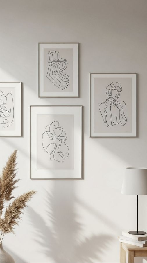 Minimalist Line Art in Thin Metal Frames