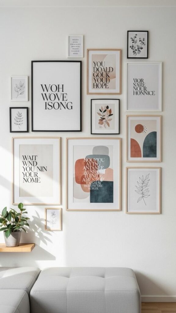 Mix of Framed Quotes and Art Prints