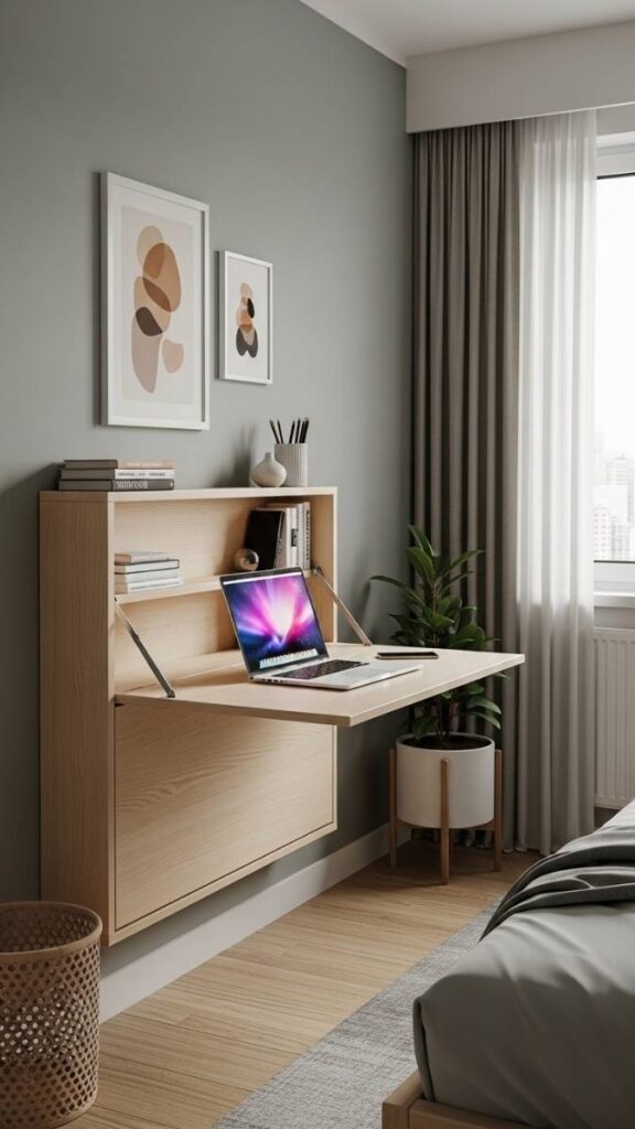 Mount a Wall Desk with Fold-Down Surface for Work-from-Home Setups