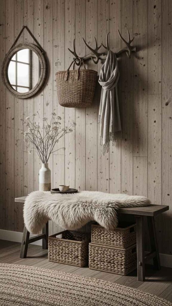 Mount Antler or Branch Style Coat Hooks Near the Entry
