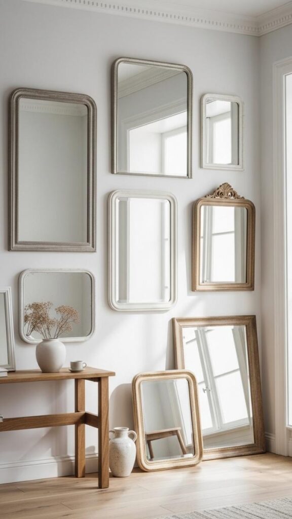 Mount Vintage or Antique Mirrors to Bounce Light and Expand the Space