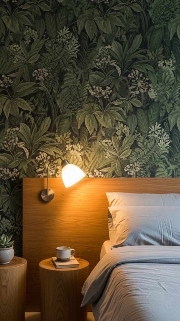 Mural Wallpaper Panel Behind the Bed