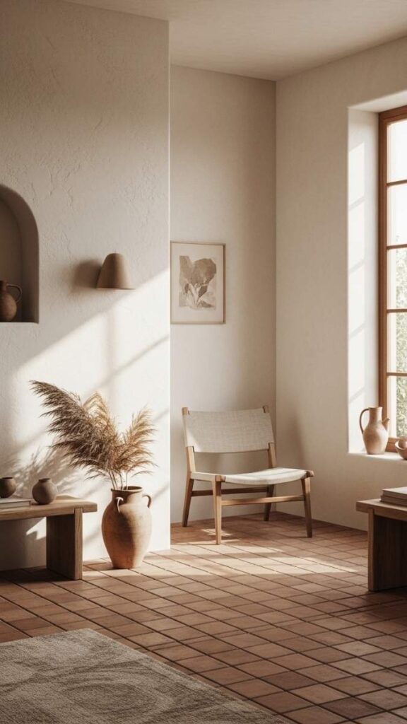  Off White Walls With Terracotta Floor Tiles