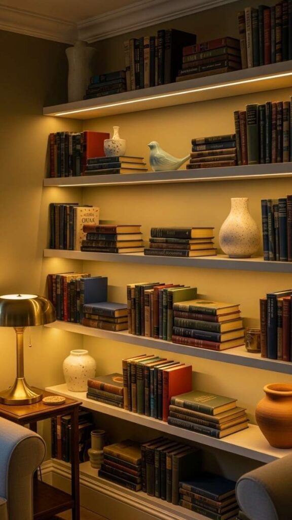 Old Books as Layered Shelf Decor