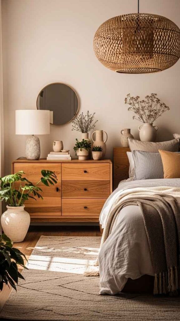 Organic Materials  Wood, Stone, Rattan, Linen  Mixed Deliberately