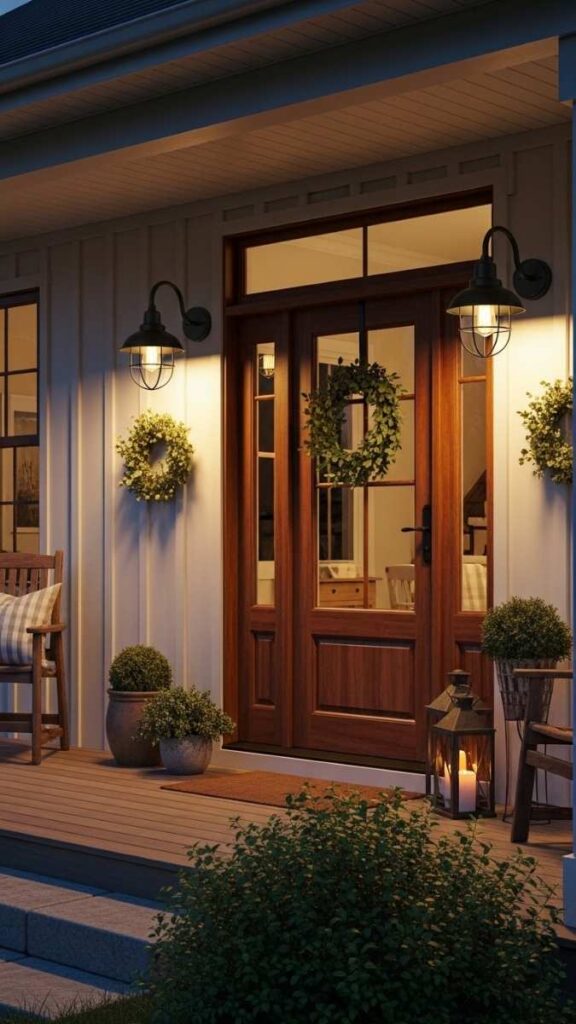 Outdoor Barn Lights on a Front Porch