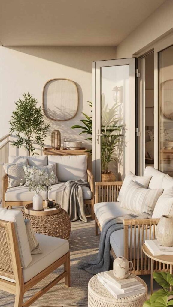 Outdoor to Indoor Coastal Styling on a Balcony or Patio