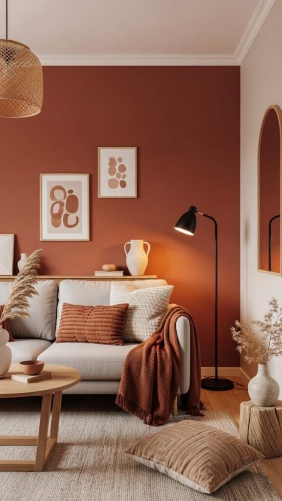 Paint One Accent Wall in a Deep, Warm Tone to Create Depth