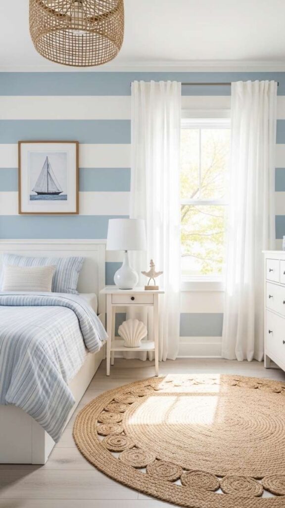 Painted Horizontal Stripe Accent Wall