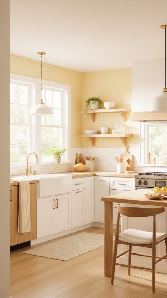Pale Yellow and Soft White in a Kitchen or East-Facing Room