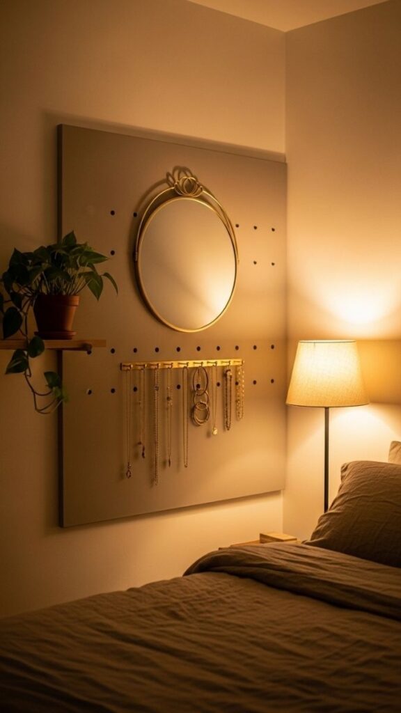 Pegboard or Slatwall Panel as a Bedroom "Functional Wall