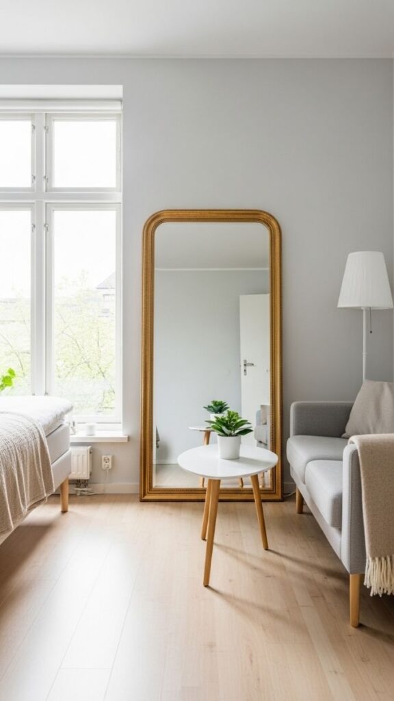Place a Floor Mirror Strategically to Expand the Room Visually
