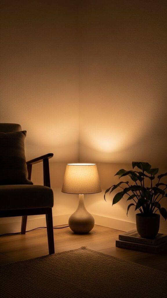 Place a Table Lamp on the Floor to Create Indirect Uplight in a Corner