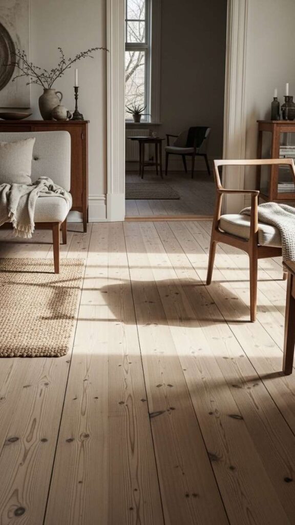 Plank Board Floors Left Bare or Lightly Waxed