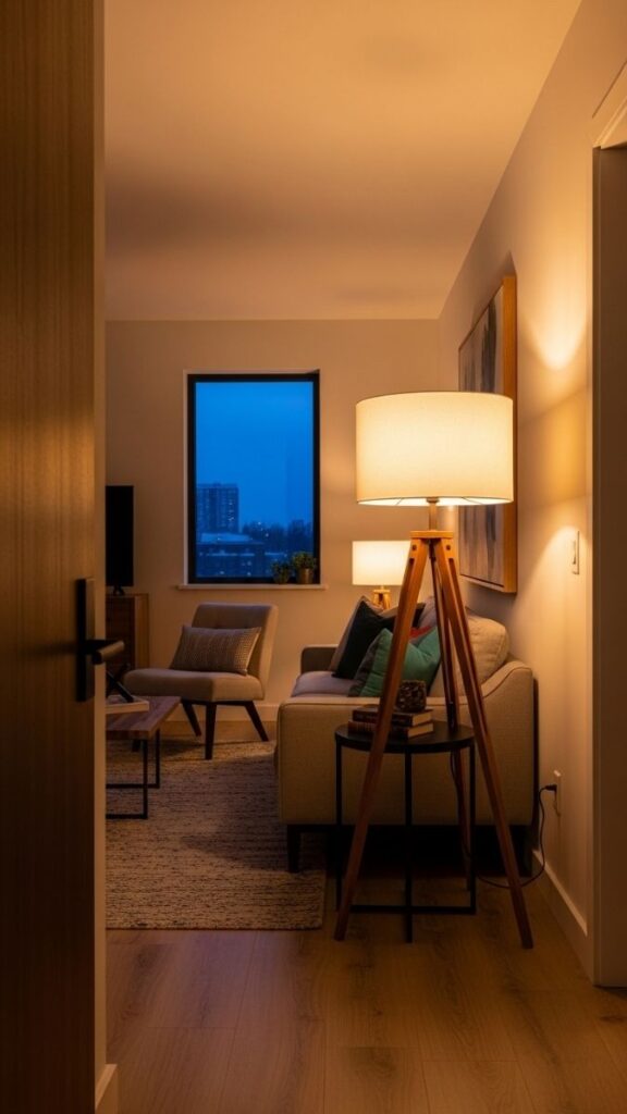 Position a Lamp in the Corner Diagonally Opposite the Door