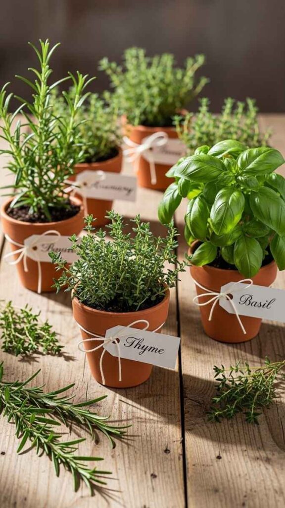 Potted Herb Favors in Terracotta Pots