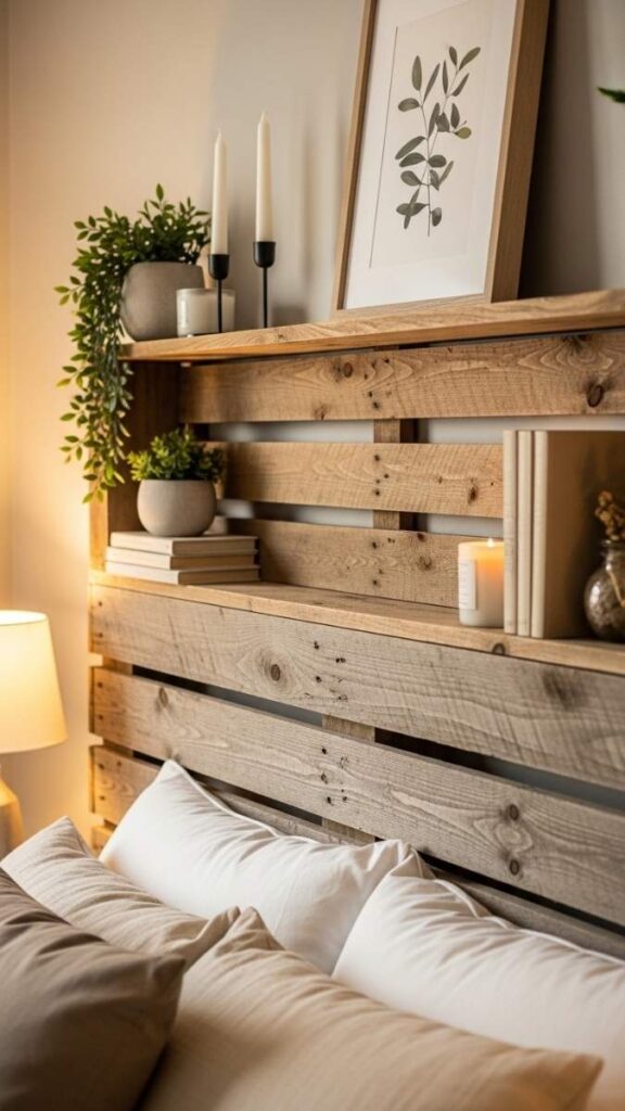 Reclaimed Wood or Pallet Accent Shelf or Headboard Wall