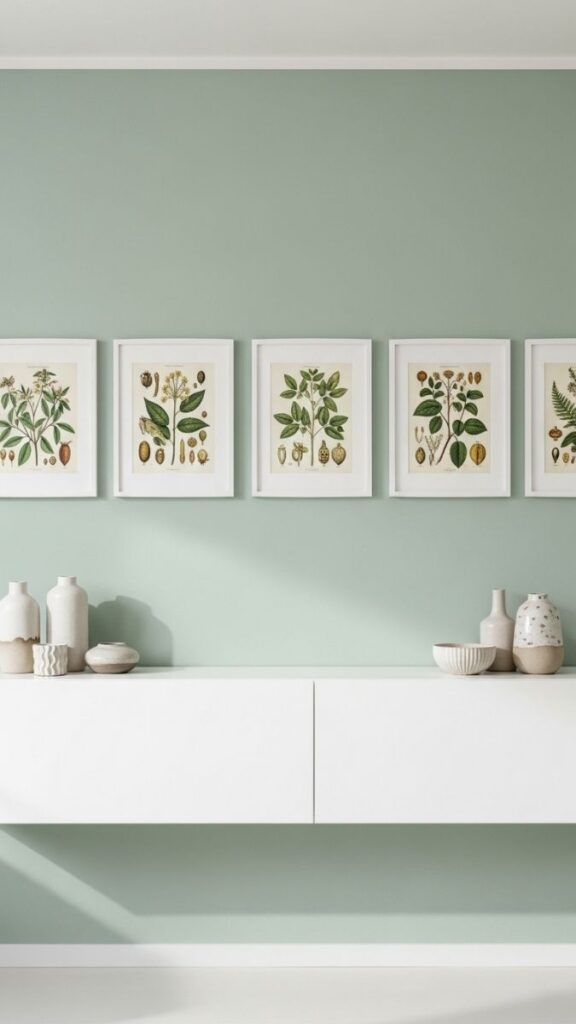 Replace a Dark Gallery Wall with Botanical Prints in Matching White Frames