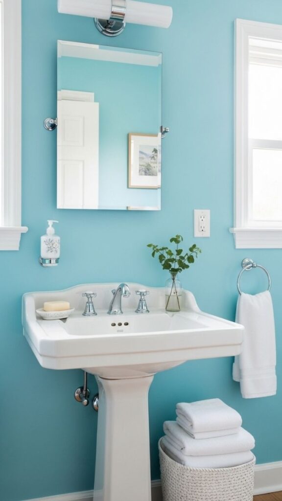 Robin's Egg Blue with Vintage-Style Pedestal Sink