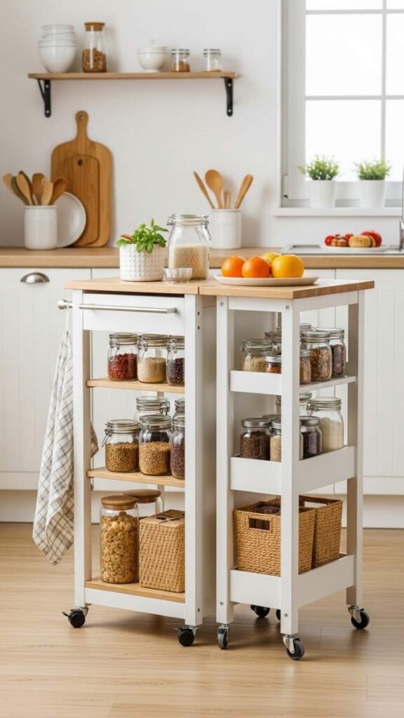 Rolling Kitchen Cart as Flexible Pantry Storage