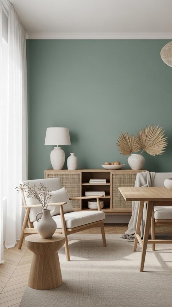 Seafoam Green as an Accent Wall in a Neutral Room