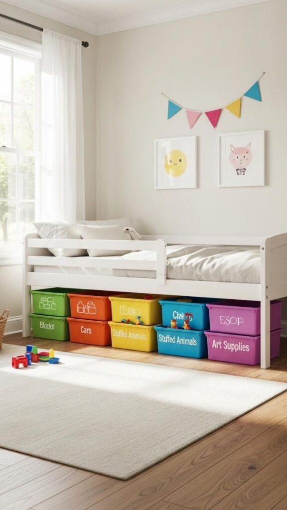 Segmented Under-Bed Organizer for Kids' Rooms