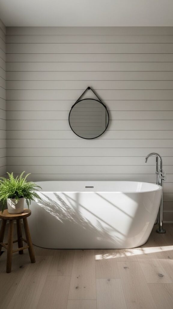 Shiplap Walls with a Freestanding Soaking Tub