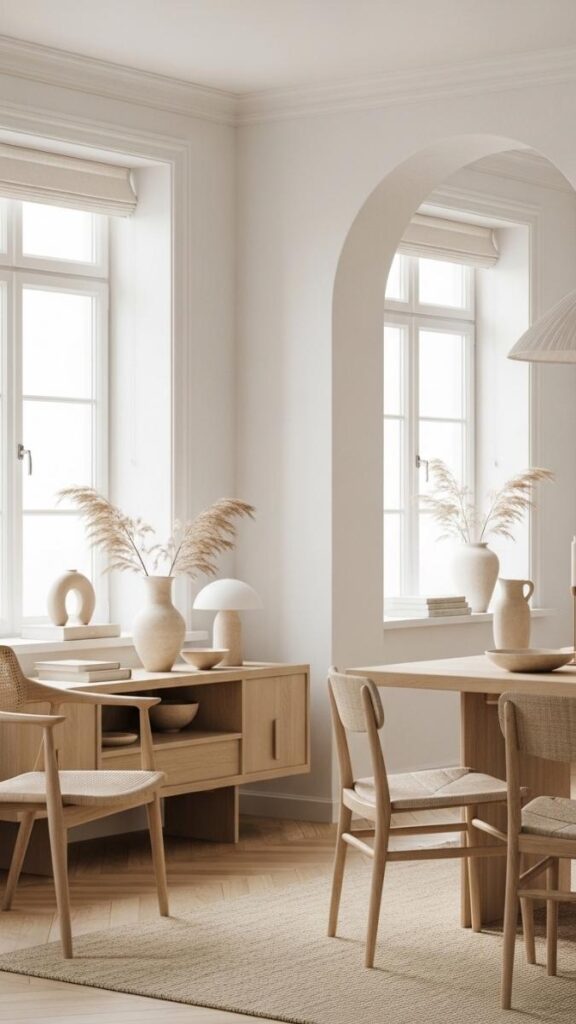 Soft White Walls with Warm Sand Accents