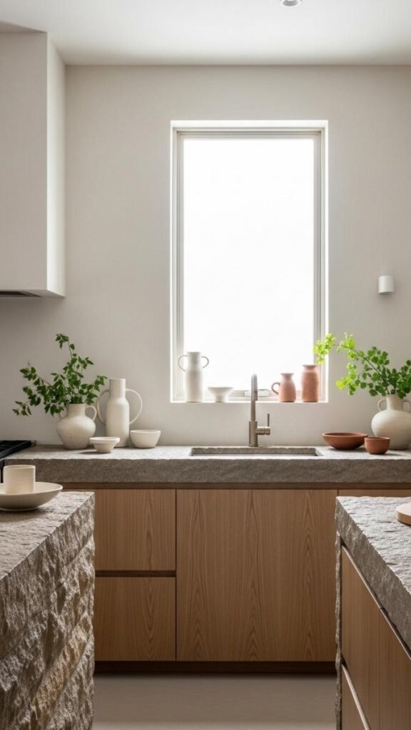 Stone or Concrete Countertops for an Earthy Feel
