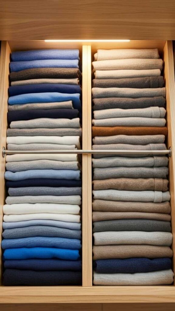 Tension Rod Systems Inside Drawers for Upright File-Style Storage