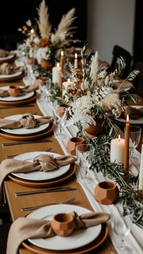 Terracotta and Neutral Toned Table Settings