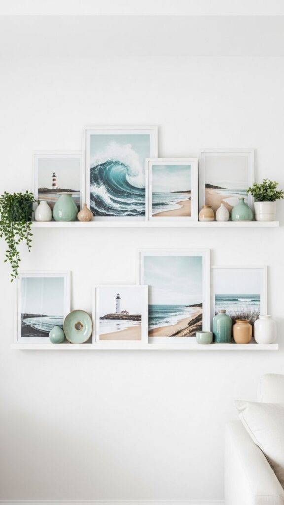 Thin Floating Ledges with Rotating Art and Objects