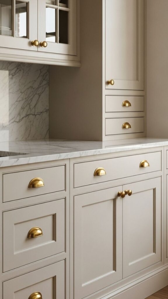 Unlacquered Brass Hardware on Every Cabinet and Drawer