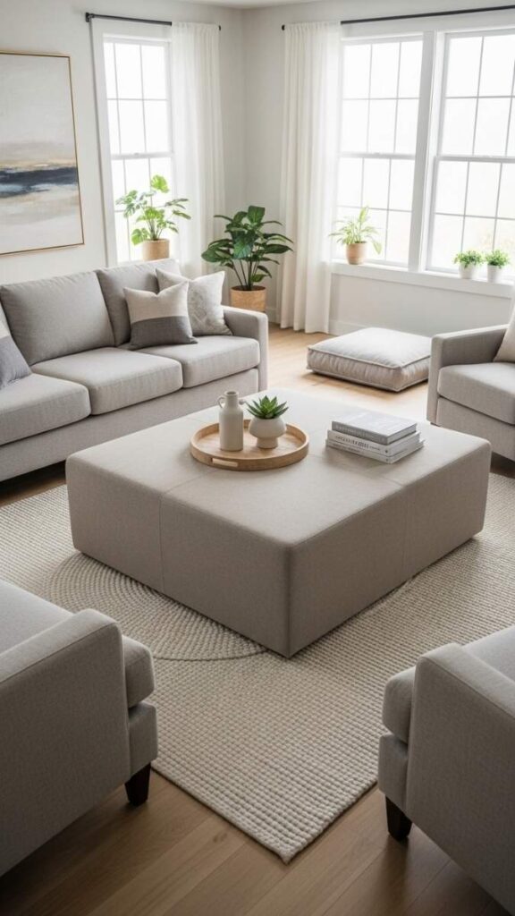 Use a Bench or Ottoman Instead of a Second Sofa