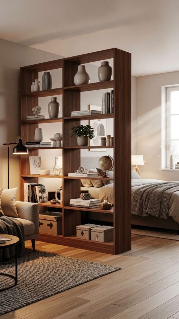 Use a Bookcase as a Room Divider in Open-Plan Apartments