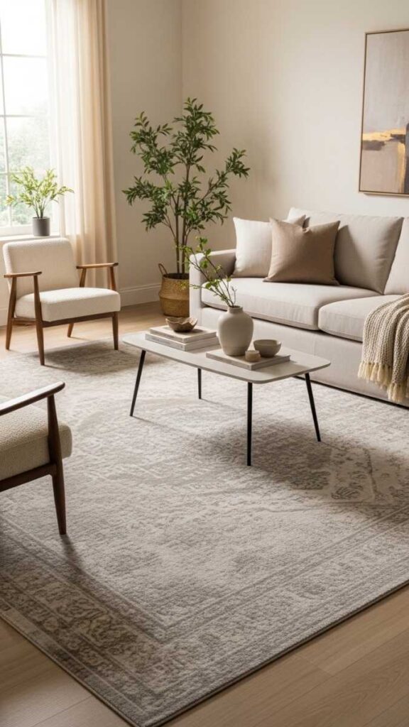 Use a Large Rug to Define the Seating Area