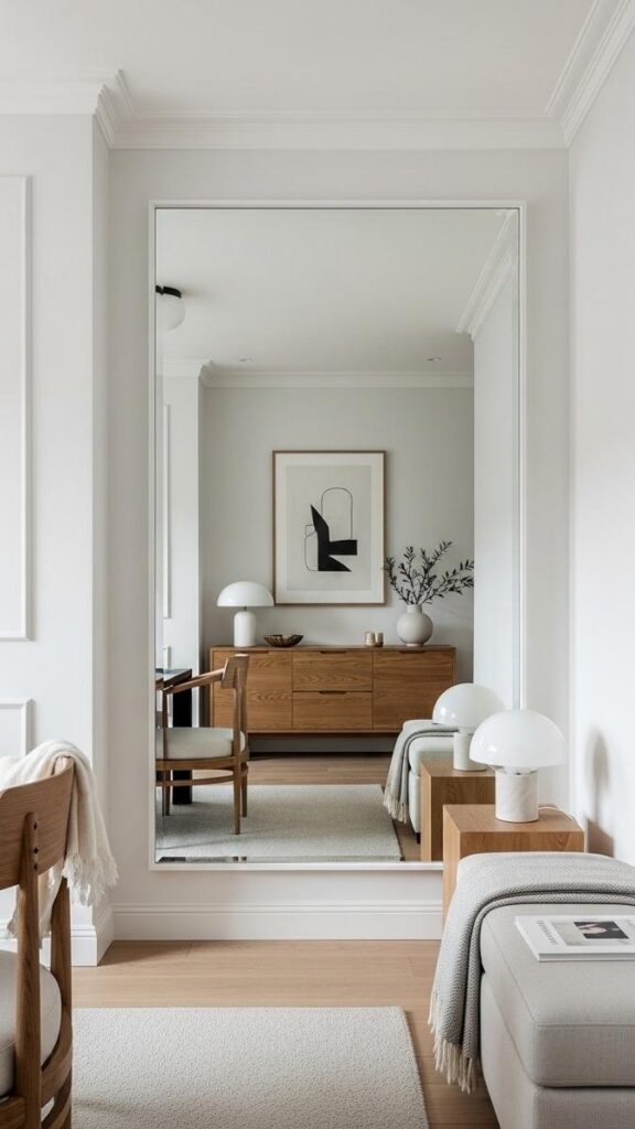 Use a Large Statement Mirror to Expand a Narrow Room