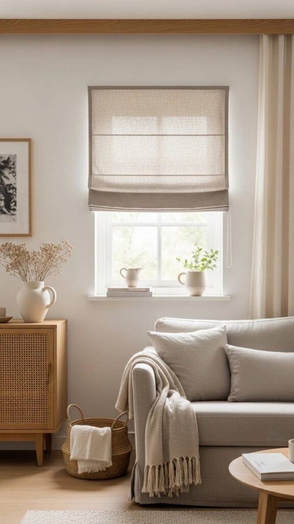 Use a Linen Roman Blind Rather Than Curtains in Smaller Windows