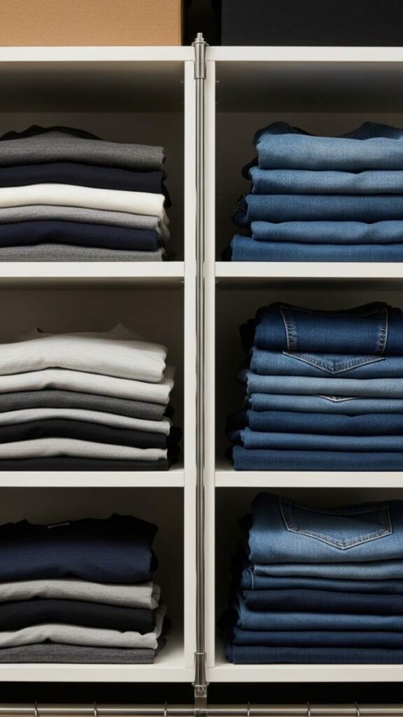 25 Closet Organization Ideas DIY That Actually Make Small Spaces Work Harder 14 Use a Tension Rod to Create a Vertical Divider in a Deep Shelf
