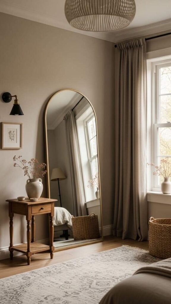 Use a Vintage or Secondhand Mirror to Add Light Without Hanging Anything Heavy