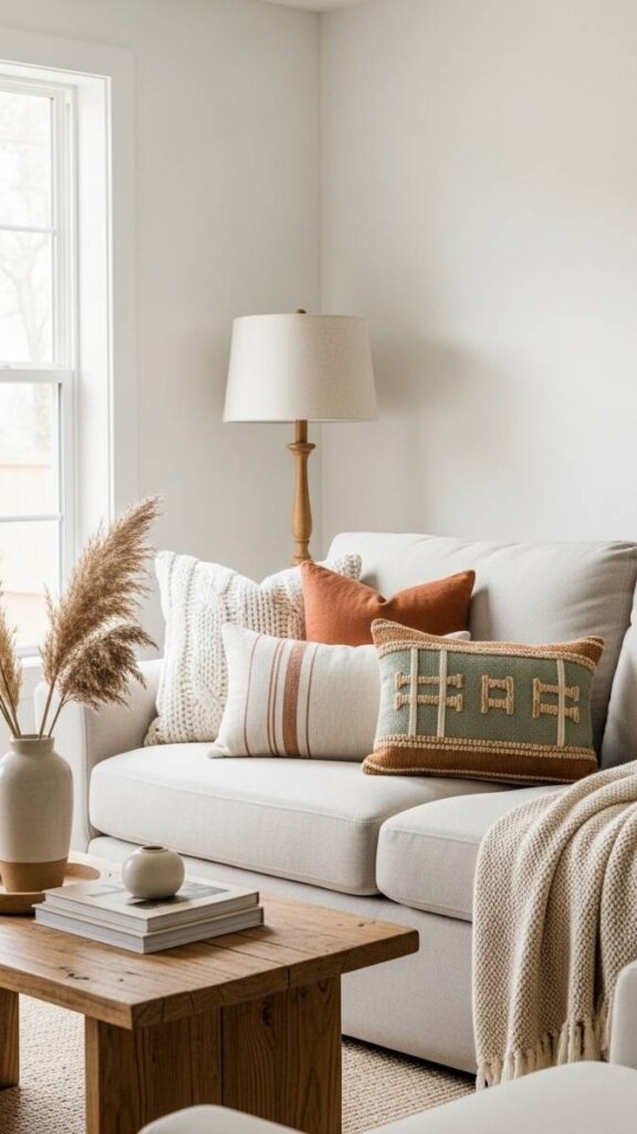 Use a Vintage Style Linen Sofa as the Neutral Base